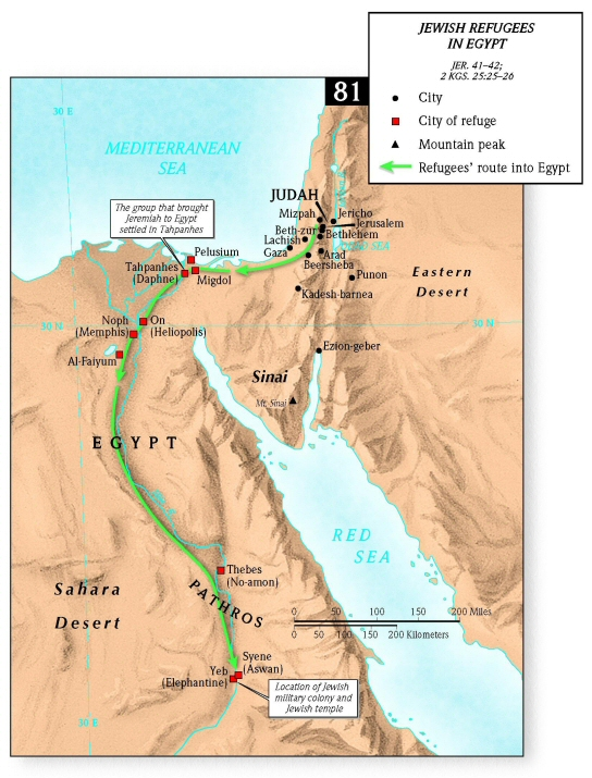 24 map Jermiah taken to Egypt – The Scripture Says